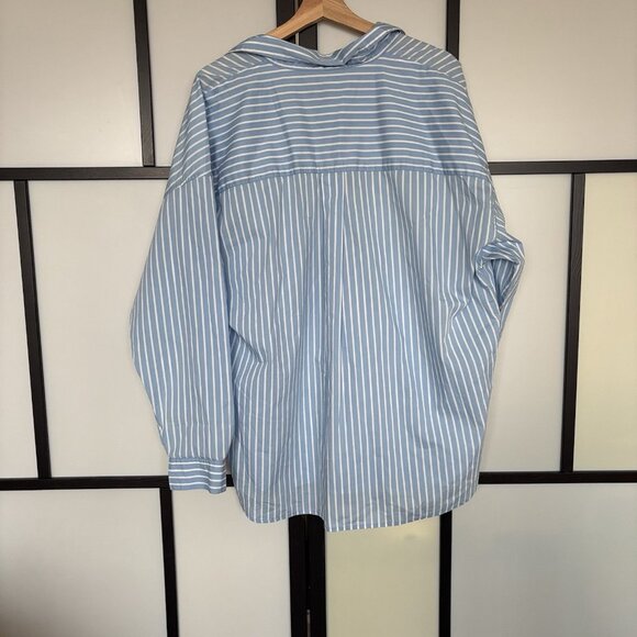 Talbots Womens Size 1X Striped Fisherman Shirt Tunic Blue Coastal Preppy Capsule - Picture 5 of 11